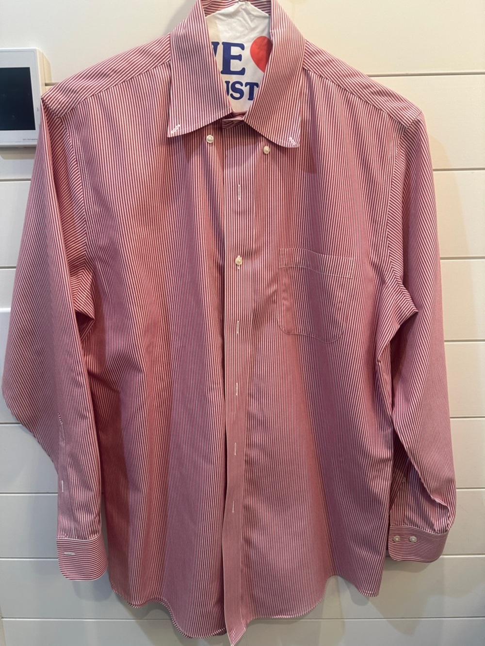 Brooks Brothers Red and White Thin-Stripe Dress Shirt Regent Fit